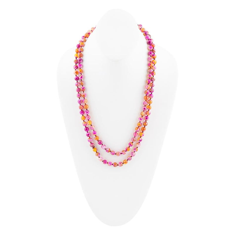 Pink Agate Knotted Necklace - Barse Jewelry