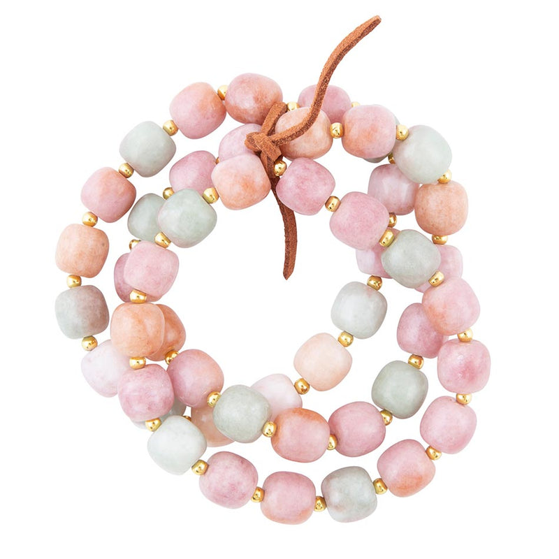 Pink and Green Patel Jade Triple Bracelet Set - Barse Jewelry