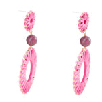 Pink Magenta Dreams Round Golden Earrings - Barse Jewelry