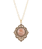 Pink Moonstone Golden Pendant Necklace - Barse Jewelry