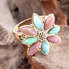 Pink Rhodonite, Amazonite and Varacite Petals Golden Statement Ring - Barse Jewelry