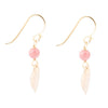 Pink Rhodonite and Golden Bronze Heart Charm Earrings - Barse Jewelry