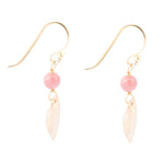 Pink Rhodonite and Golden Bronze Heart Charm Earrings - Barse Jewelry