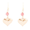 Pink Rhodonite and Golden Bronze Heart Charm Earrings - Barse Jewelry