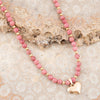 Pink Rhodonite and Golden Bronze Heart Pendant Necklace - Barse Jewelry