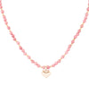 Pink Rhodonite and Golden Bronze Heart Pendant Necklace - Barse Jewelry