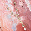 Pink Rhodonite and White Pearl Golden Butterflies Y Necklace - Barse Jewelry