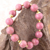 Pink Rhodonite Chunky Golden Stretch Bracelet - Barse Jewelry