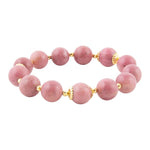 Pink Rhodonite Chunky Golden Stretch Bracelet - Barse Jewelry