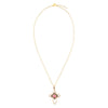 Pink Rhodonite Golden Cross Pendant Necklace - Barse Jewelry