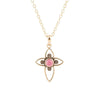 Pink Rhodonite Golden Cross Pendant Necklace - Barse Jewelry