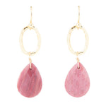 Pretty Drops of Pink Rhodonite Golden Drop Earrings - Barse Jewelry