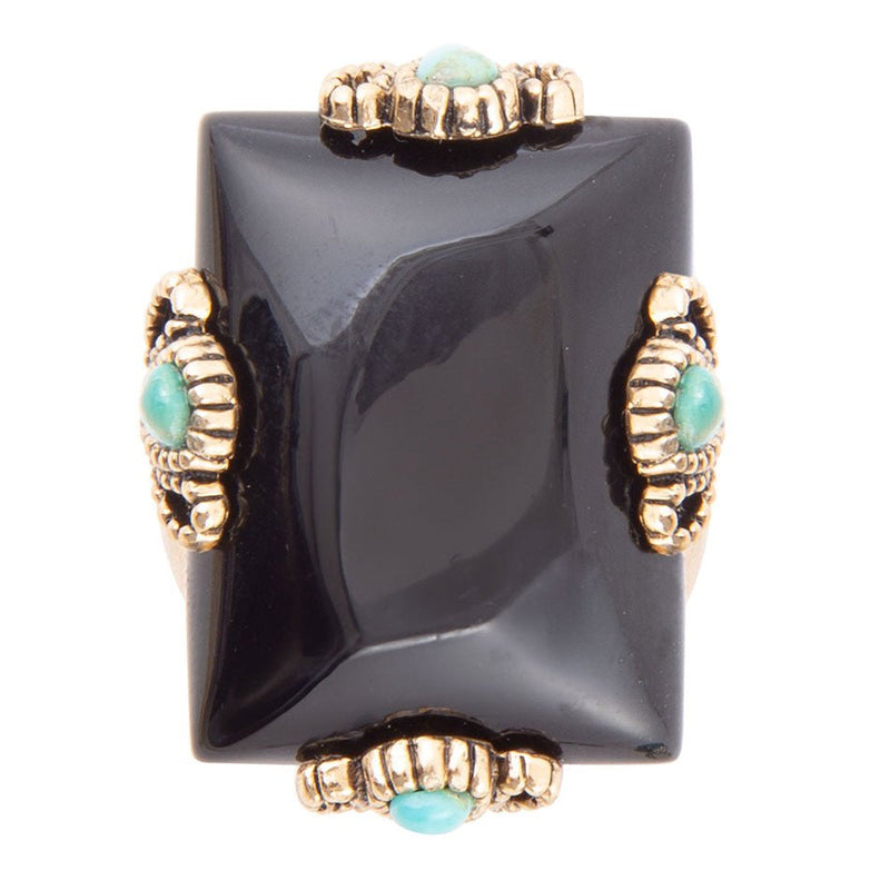 Prima Black Onyx Golden Statement Ring - Barse Jewelry