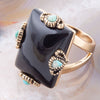 Prima Black Onyx Golden Statement Ring - Barse Jewelry