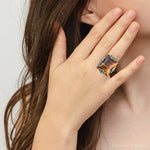 Prismatic Brown Tiger's Eye Statement Golden Ring - Barse Jewelry