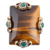 Prismatic Brown Tiger's Eye Statement Golden Ring - Barse Jewelry