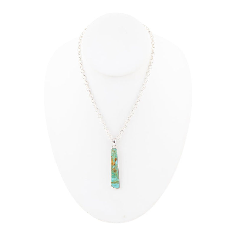 Pueblo Blue Turquoise and Sterling Silver Pendant Necklace - Barse Jewelry