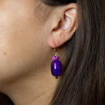 Purple Agate Drop Golden Earrings - Barse Jewelry