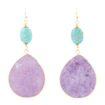 Purple Amethyst Tear Golden Drop Earrings - Barse Jewelry