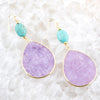 Purple Amethyst Tear Golden Drop Earrings - Barse Jewelry