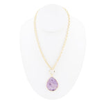 Purple Amethyst Teardrop Golden Chain Necklace - Barse Jewelry