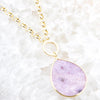 Purple Amethyst Teardrop Golden Chain Necklace - Barse Jewelry