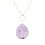 Purple Amethyst Teardrop Golden Chain Necklace - Barse Jewelry