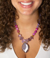 Purple Periwinkle Amethyst and Agate Pendant Necklace - Barse Jewelry