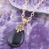 Purple Quartz Tear Drop Glden Pendant Necklaces - Barse Jewelry