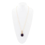 Purple Quartz Tear Drop Glden Pendant Necklaces - Barse Jewelry