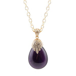 Purple Quartz Tear Drop Glden Pendant Necklaces - Barse Jewelry