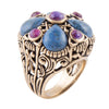 Purple Turquoise and Blue Lapis Golden Statement Ring - Barse Jewelry