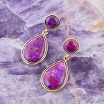 Purple Turquoise and Golden Bronze Teardrop Earrings - Barse Jewelry