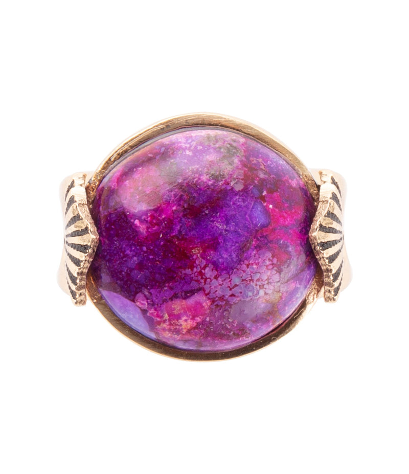 Purple Turquoise Golden Statement Ring - Barse Jewelry