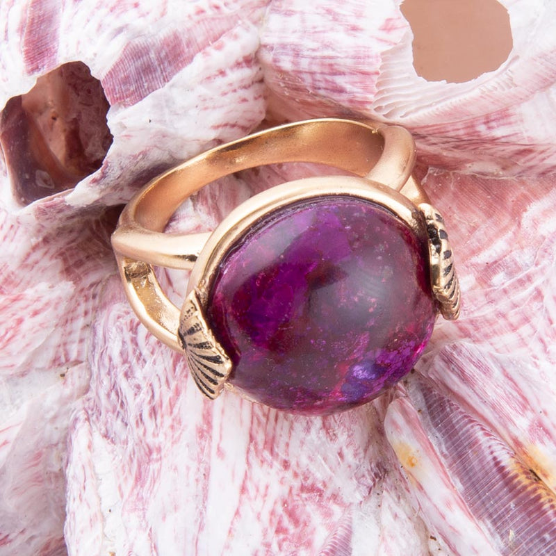 Purple Turquoise Golden Statement Ring - Barse Jewelry