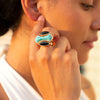 Puzzle Blue Turquoise and Black Onyx Golden Ring Set - Barse Jewelry