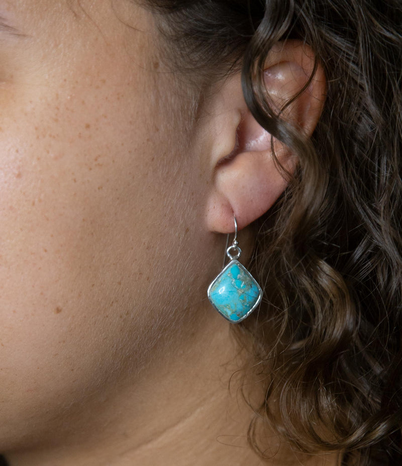 Puzzled Blue Turquoise Sterling Silver Earrings - Barse Jewelry