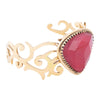 Red Bordeaux Quartz Golden Statement Cuff Bracelet - Barse Jewelry