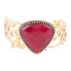 Red Bordeaux Quartz Golden Statement Cuff Bracelet - Barse Jewelry