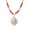 Red Carnelian and Cristal Calcite Pendant Golden Necklace - Barse Jewelry