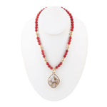 Red Carnelian and Cristal Calcite Pendant Golden Necklace - Barse Jewelry