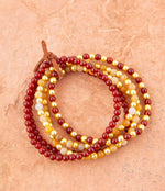 Red Carnelian and Yellow Jade Golden Stretch Bracelet Set - Barse Jewelry