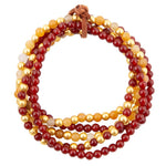 Red Carnelian and Yellow Jade Golden Stretch Bracelet Set - Barse Jewelry