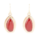 Red Carnelian Golden Drop Earrings - Barse Jewelry