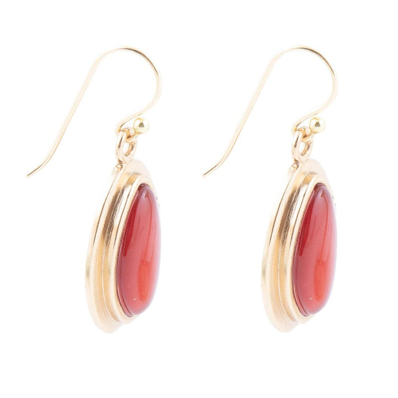 Red Carnelian Golden Drop Earrings - Barse Jewelry