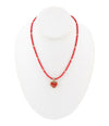 Red Coral Hart Pendant Golden Bronze Necklace - Barse Jewelry