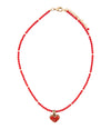 Red Coral Hart Pendant Golden Bronze Necklace - Barse Jewelry