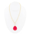 Red Jade Teardrop Golden Chain Necklace - Barse Jewelry