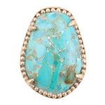 Refined Blue Turquoise Golden Statement Ring - Barse Jewelry