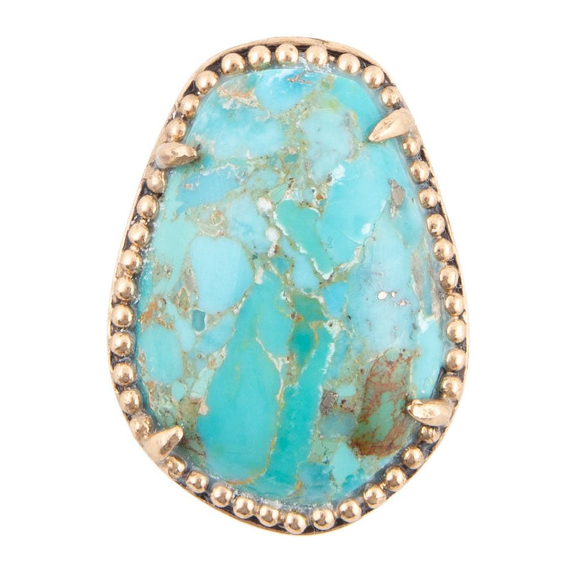 Refined Blue Turquoise Golden Statement Ring - Barse Jewelry